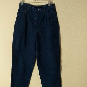Vintage Talbots Pleated Corduroy Navy Blue Trousers